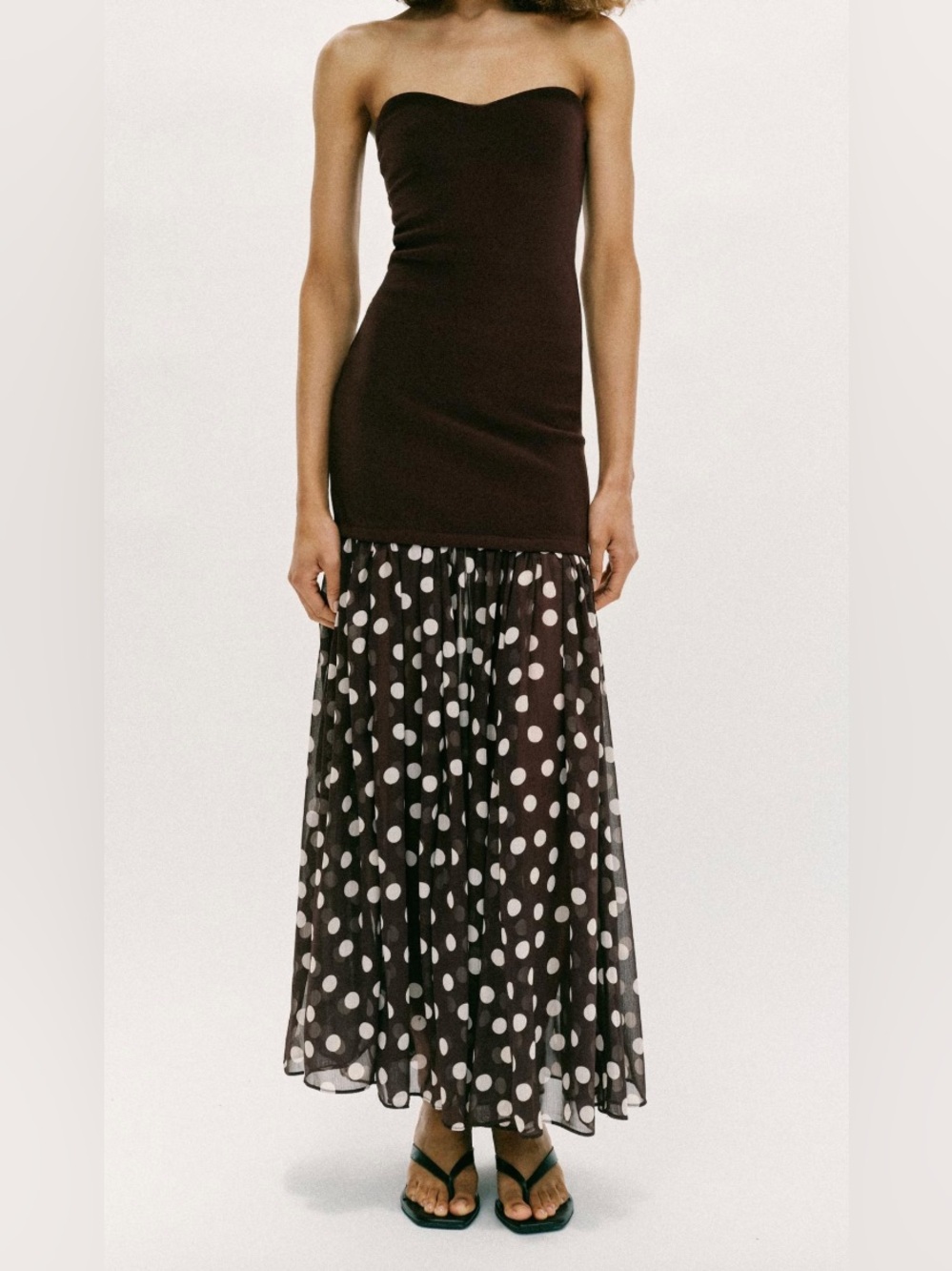 Zara brown polka dot dress